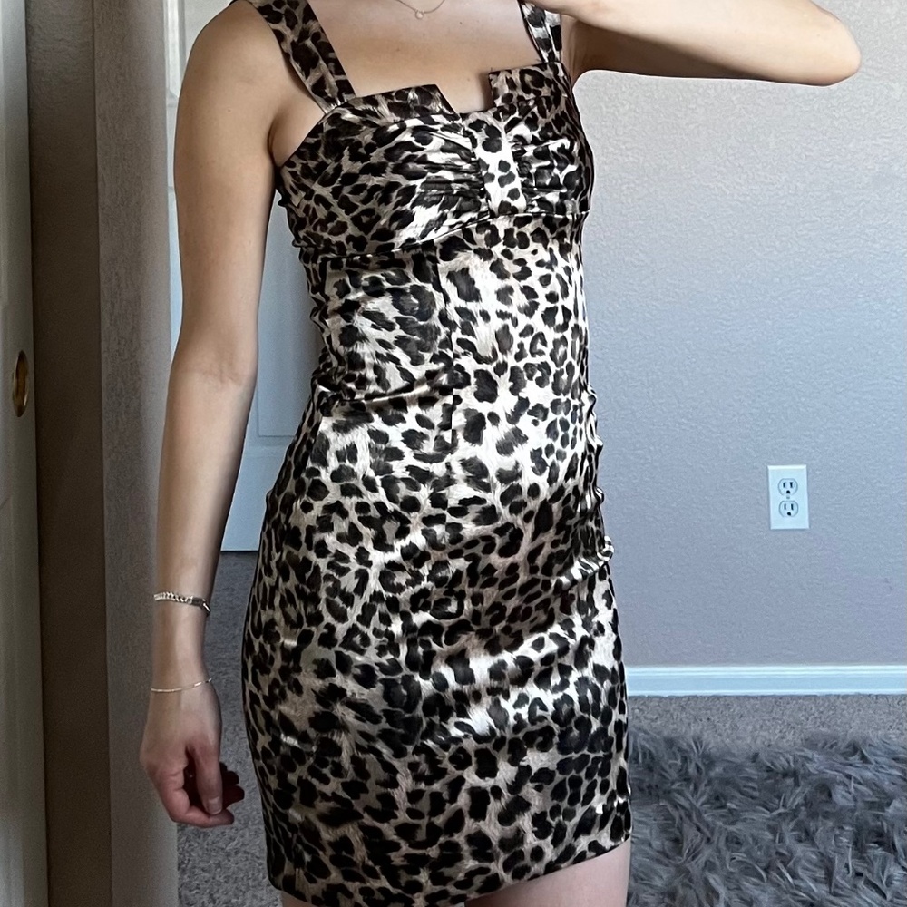Satin Leopard Dress